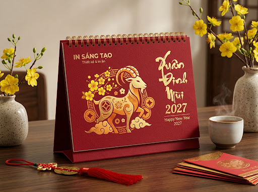 Minh họa lịch để bàn Tết in theo yêu cầu