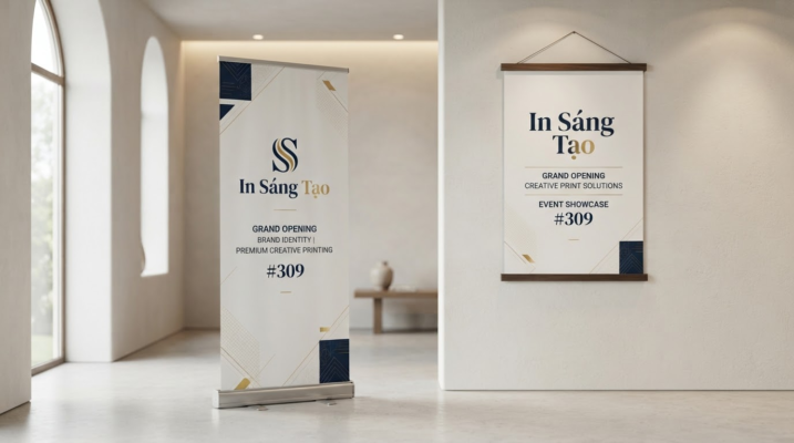 Minh họa standee và poster treo cho ngày khai trương