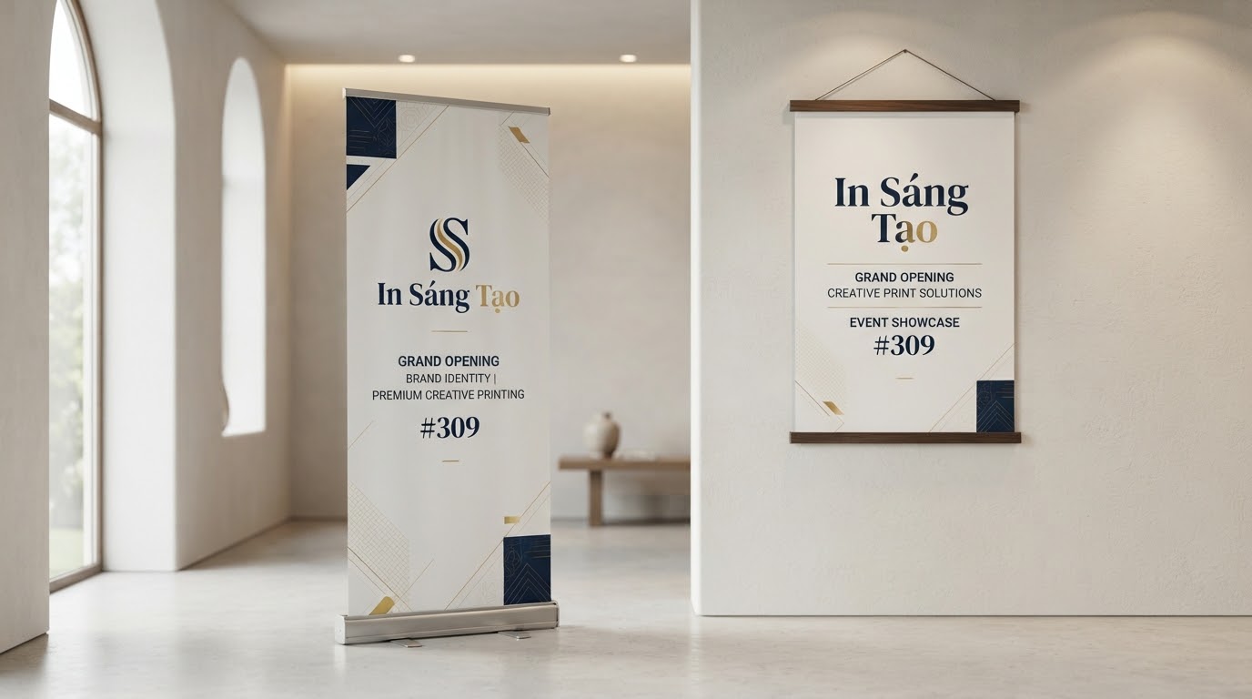 Minh họa standee và poster treo cho ngày khai trương