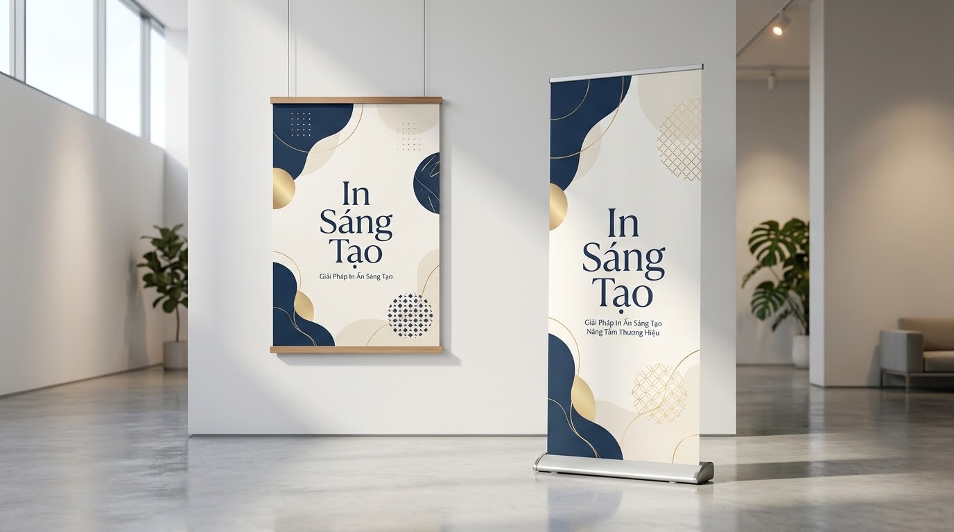 Minh họa standee và poster quảng cáo