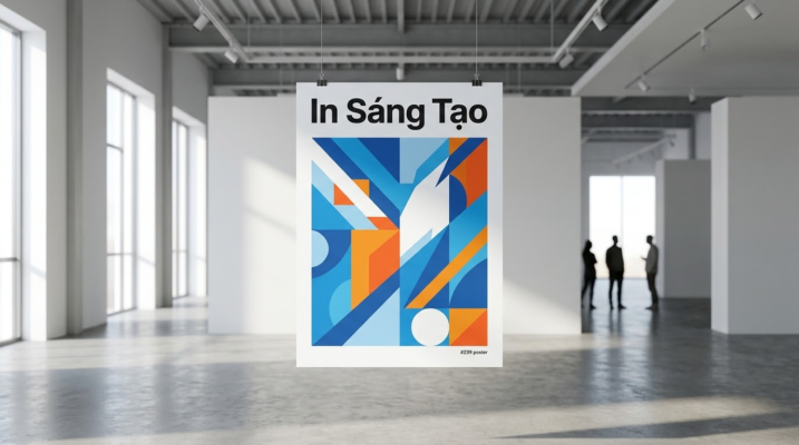 Minh họa poster in treo trong không gian triển lãm